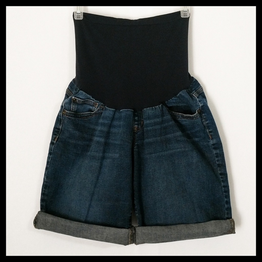 Indigo blue maternity shorts - Picture 3 of 6